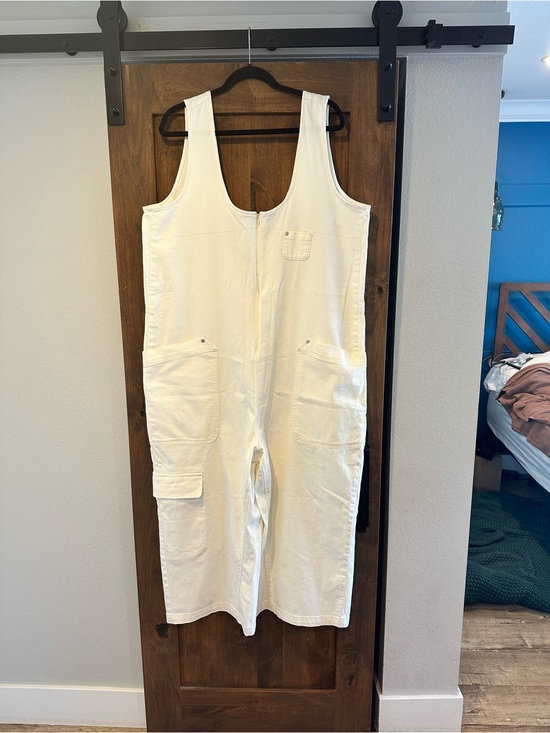 Pilcro Pants - Pilcro Women's Cream Utility Jean Jumpsuit Cream Size XL